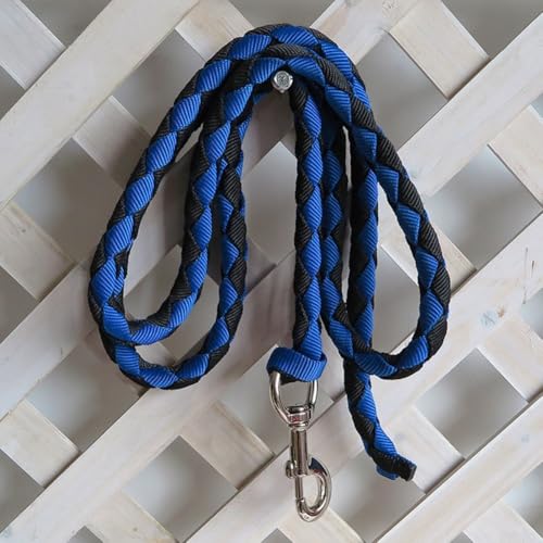 4 m langes Nylon-Pferdeseil mit sicherer Schnalle, ideal für Spaziergänge und Training mit dem Hund (blau-schwarz) von HEBEOT