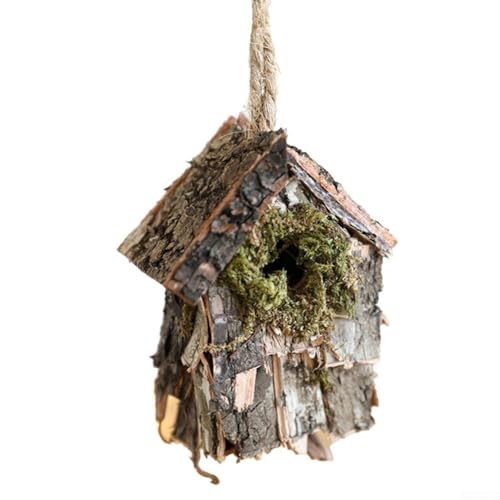 HEBEOT Mini-Vogelhaus aus Holz, zum Selbermachen, Spaß, zum Aufhängen, für kleine Vögel, Vogelhaus aus Holz, für Spottdrossel, Kolibris, Papageien (A) von HEBEOT