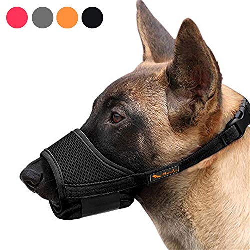 HEELE Nylon-Maulkorb Für Hunde, Verstellbare Schlaufe, Atmungsaktiv, Sicherer, Schneller Sitz Für Kleine, Mittelgroße Hunde, Verhindert Das Beißen, Kauen Und Bellen (L, schwarz) von HEELE