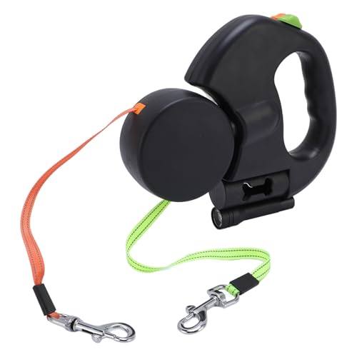 Doppelte Hundeleine, 360° Drehbare Haustier-Nylon-Gehleine, Einhändige Brems-Hundeleine, Reflektierende Trainingsleine für 2 Hunde, Kleine und Mittelgroße Hunde (Black) von HEEPDD