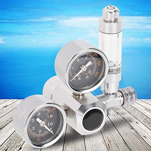 Aquarium Dual Gauge Display, Silber Praktischer, Einfach zu Bedienender CO2-Aquarienregler für Familienfischbecken für Aquarien für CO2-Aquarienregler (Gewöhnlicher großer Doppelzähler mit) von HEEPDD