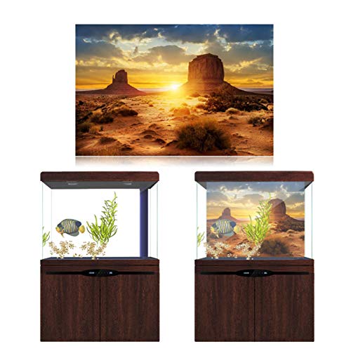 HEEPDD Aquarium Poster, Sonne und Wüste Aquarium Hintergrund Poster PVC Kleber Terrarium Papier Aufkleber für Aquarium Hintergrund(91 * 41cm) von HEEPDD