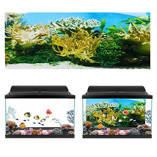 HEEPDD Aquarium Poster, Wasserpflanzen Korallen Aquarium Hintergrund Poster PVC Kleber Terrarium Papier Aufkleber für Aquarium Aquarium Dekoration(122 * 50cm) von HEEPDD