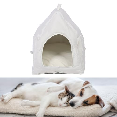 HEEPDD Bett-Katzenbetten für Hauskatzen, Große Katzenhöhle für Haustier-Katzenhaus, Faltbares Katzenversteck, Haustierbedarf, Tragbares Haustierhaus für den Innenbereich, Weiches, (Beige) von HEEPDD