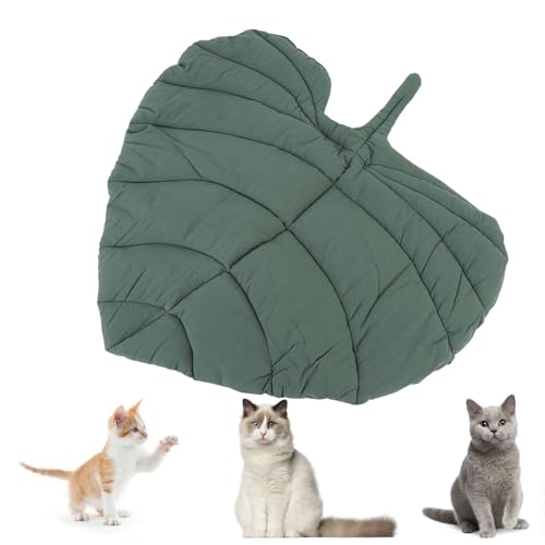 HEEPDD Blattförmige Katzenmatte, 66 X 67,9 cm, Waschbar, Weiches Kätzchenkissen, Welpenmatratze, Katzen-Bodenmatte, Baumwolle, Warme Haustierbettunterlage für Innenbett, Couch, Sofa, von HEEPDD