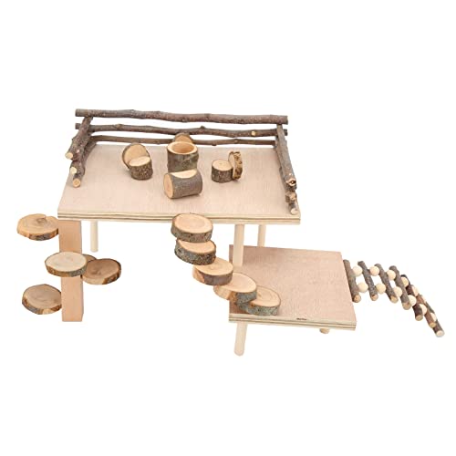 HEEPDD Hamster-Spielplatz aus Naturholz, Schaukel-Ratten-Spielplatz für Kleine Haustiere, Hamster-Holzspielplatz-Set für Kleine Haustiere, Holztunnelsystem-Set, Lebendes von HEEPDD