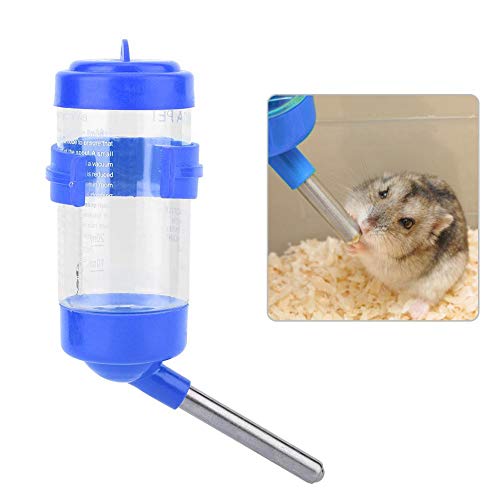 Hamster-Wasserflasche, 80 ml, tropffrei, Kunststoff, zum Aufhängen, Wasserspender für Igel, Kaninchen, Eichhörnchen, Rennmäuse, Meerschweinchen, Zwerg, Chinchilla (blau) von HEEPDD