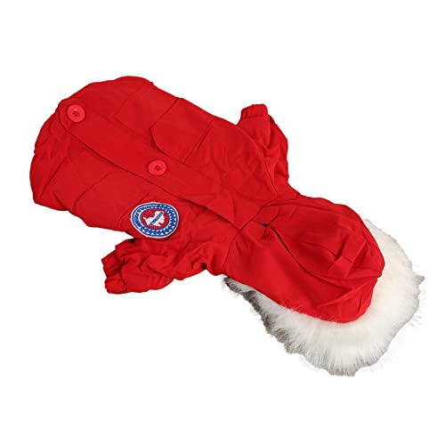 HEEPDD Haustier Hund Mantel Winter mit Kapuze Lose Rot LäSsig Hund Winter Kapuzenjacke MäNtel Mode Verdicken BrustknöPfe FüR Hunde KäTzchen (XL) von HEEPDD