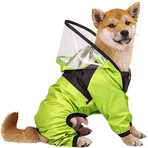 HEEPDD Haustier-Hunderegenmantel, Haustier-Regenkleidung, wasserdichte Hunderegenjacke mit Poncho-Kapuze für Kleine und Mittelgroße Hunde (4XL Grün) von HEEPDD