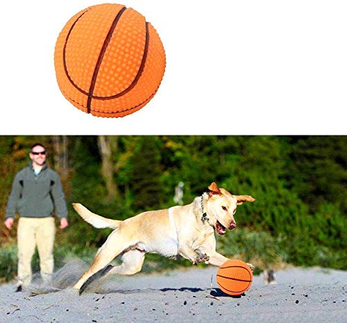 HEEPDD Hunde Spielzeug bälle, Hunde Training Spielen von Kaugummibällen Interaktiver, bissfester Quietschball für Haustiere Hündchen Katze Belohnung Abholspiel (Basketball) von HEEPDD