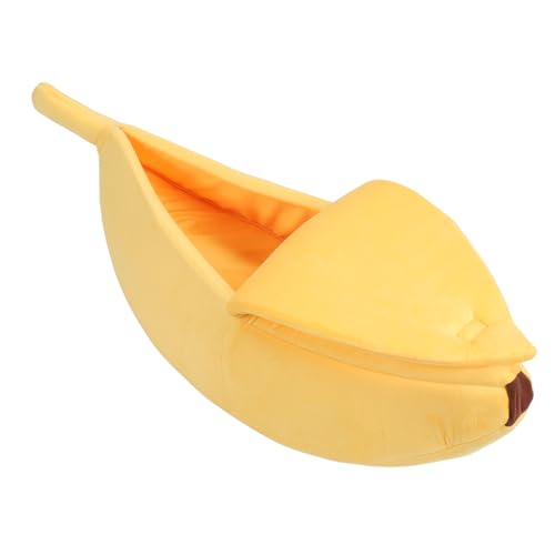 HEEPDD Katzenhöhlenbett, Bananenform, Haustierbett, Warmes, Halbgeschlossenes Katzenkuschelbett, Abgedeckter Katzenschlafsack für Welpen und Kätzchen Im Innenbereich (XL) von HEEPDD