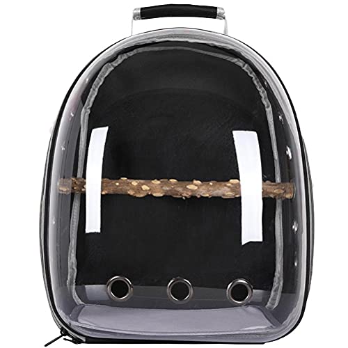 HEEPDD Pet Parrot Bird Carrier Rucksack, Bubble Bird Travel Tragbarer, Atmungsaktiver Rucksack mit Stehbarsch-Futternapf Pet Parrot Space Capsule Transparenter Rucksack (Schwarz) von HEEPDD