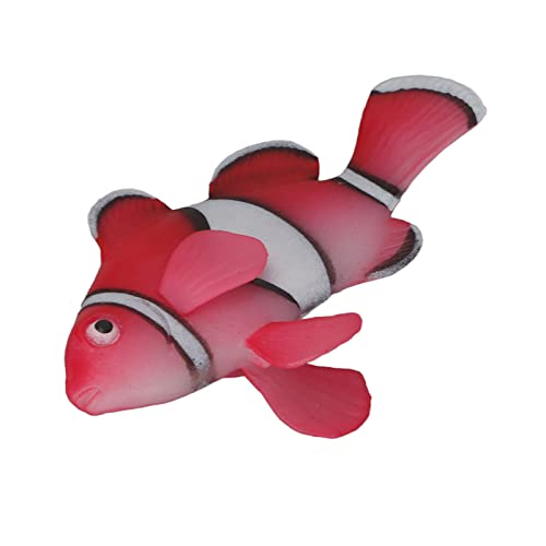 HEEPDD Schwimmender Clownfisch für Aquarium, Hitzebeständig, Harmlos, Lebendige Schönheit, Lebendige Silikon-Aquarium-Dekoration, Beweglicher Gefälschter Clownfisch mit Saugnapf für den Desktop (Rot) von HEEPDD