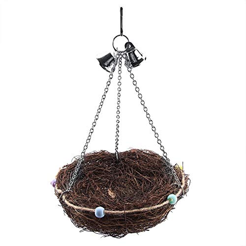 HEEPDD Vogelnest Spielzeug, handgewebtes Stroh Vogelnest Papageienkäfig Hängendes Schaukelspielzeug Vögel Zucht Brutnest Gemütliche Ruhestätte(27 x 12cm) von HEEPDD