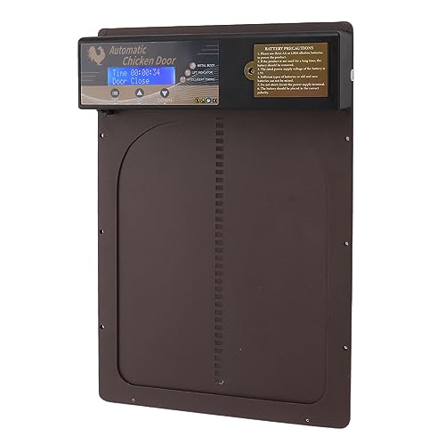 Hühnerstall-Türöffner, Automatischer Hühnerstall-Tür-LED-Display-Timer, Aluminiumlegierung, IP45, Wasserdicht, für den Bauernhof (Kaffee) von HEEPDD