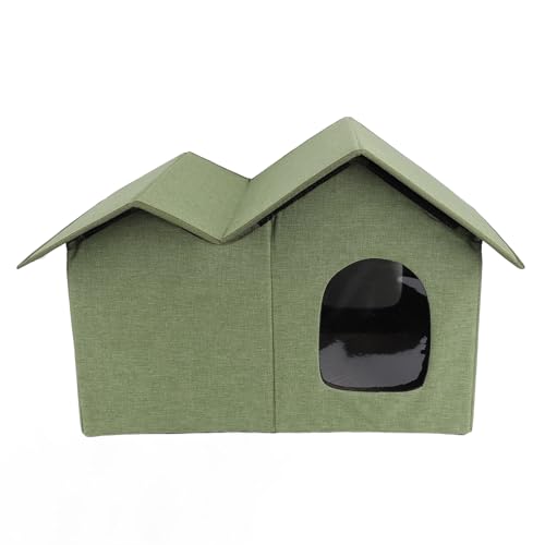 Katzenhaus, Geschlossenes Design Komfortable Tragbare Faltbare Katzen -Katze Versteck für Innenhäuser Faltbares Katzenhaus mit Baumwollwäsche Material Ideales Katzenhaus (Green) von HEEPDD