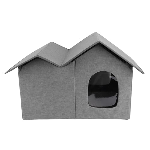 Katzenhaus, Geschlossenes Design Komfortable Tragbare Faltbare Katzen -Katze Versteck für Innenhäuser Faltbares Katzenhaus mit Baumwollwäsche Material Ideales Katzenhaus (Grey) von HEEPDD