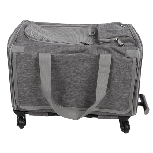 HEEPDD Katzentransportbox, Hundetransportbox mit Rädern, Teleskop-Gehgriff, Verstellbare Schultergurte, Rollende Haustier-Reisetransportbox (Gray) von HEEPDD