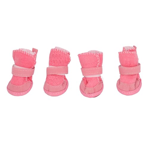 HEEPDD Weiche, Verstellbare, rutschfeste Haustierstiefel für Chihuahua, Bichon, Schnauzer, Kleine Hundeschuhe mit Wollfutter, Pfotenschutz für den Innen- und Außenbereich (PINK) von HEEPDD