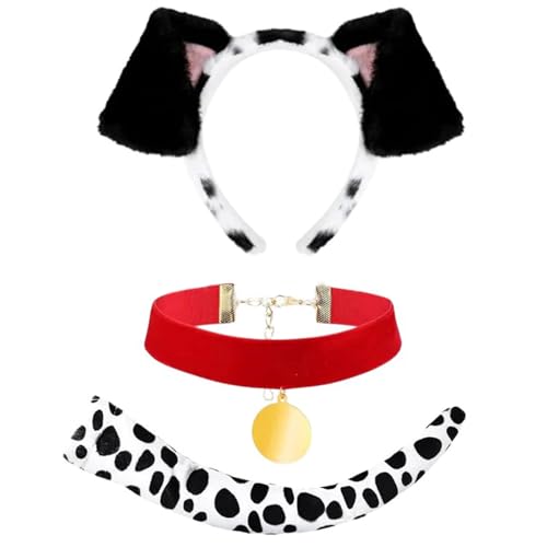 3Pcs Halloween Hund Kostüm Zubehör Hund Kleid Up Kostüm Stirnband Schwanz Hund Kragen Für Kind Erwachsene Cosplay Halloween von HEEZOU