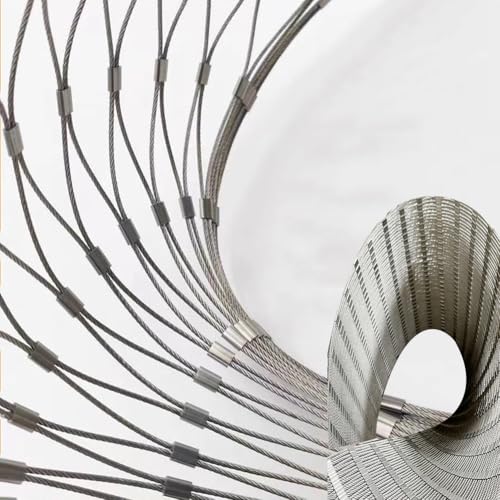 HEFJIAYCIQ 304 Edelstahl-Drahtgeflecht, Loch 6cm Flexible DIY Gartenzaun Barriere Mesh, Balkon Treppe Fallschutz Zaun Draht,Silver 1.2mm,0.6x10m von HEFJIAYCIQ