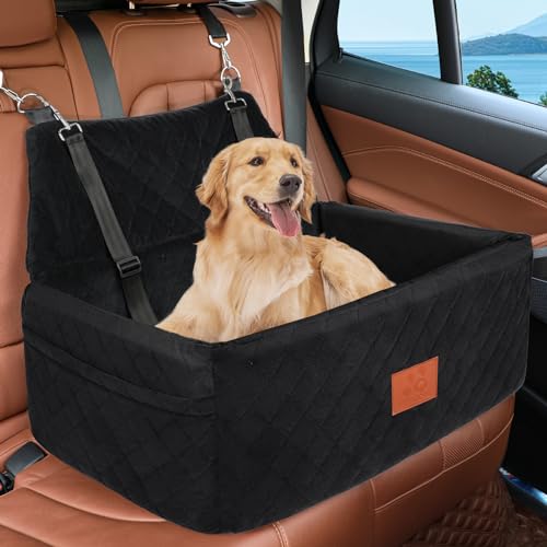 Hunde Autositz für Große&Mittlere Hunde,Hundesitz Auto für unter 55 lbs oder 2 kleine Hunde,Waschbar Hundeautositz 2 in 1 Hundesofa-Kissen&Reise-Hundebett mit dickem Kissen,2 Sicherheitsleinen von HEGCOIIE