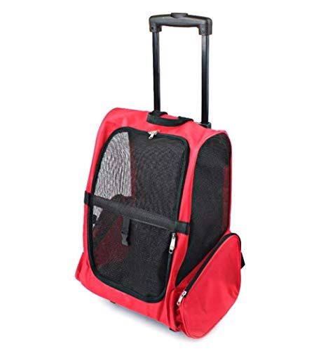 HEHELEBANG Haustierreisepaket Oxford Haustierziehstangenbox Rucksack Hundekäfig Belüftung Haustierkiste Reisehundetasche Für Katzen-in Hundeträger, Rot, 50x38x22cm von HEHELEBANG