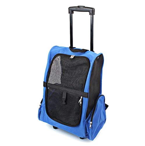 HEHELEBANG Haustierreisepaket Oxford Pet Draw Bar Box Rucksack Hundekäfig Belüftung Pet Crate Travelling Hundetasche Für Katzen-in Hundeträger, Blau, 50x38x22cm von HEHELEBANG