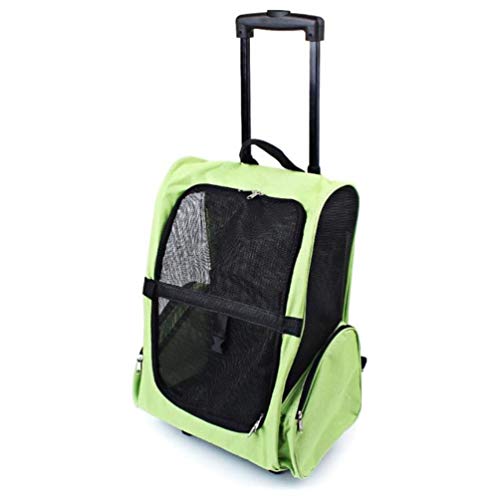 HEHELEBANG Haustierreisepaket Oxford Pet Zugriegelbox Rucksack Hundekäfig Belüftung Pet Crate Reisehundetasche Für Katzen-in Hundeträger, Grün, 50x38x22cm von HEHELEBANG