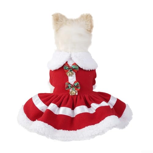 Festive Velvet Dog Dress Adorable Santa Costume with Bow for Holiday Events (M) von HEIBTENY