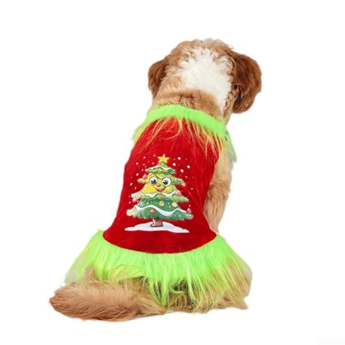 HEIBTENY Weihnachtsbaum-Hundekleid mit gemütlichem Samtgefühl für kleine Hunde, auffälliges Outfit, stilvolles Kleid, bezauberndes Hundekleid für Feiern, Versammlungen, Größe L von HEIBTENY