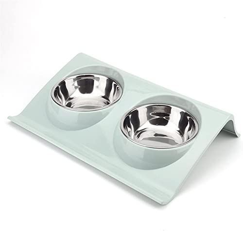 HEIMP Haustiernäpfe Edelstahl-Wassernapf Feeder Solution Hunde- und Katzenzubehör Doppelnapf-Haustierfuttertisch for Hunde und Katzen Schüssel (Color : Blu, Size : Small) von HEIMP