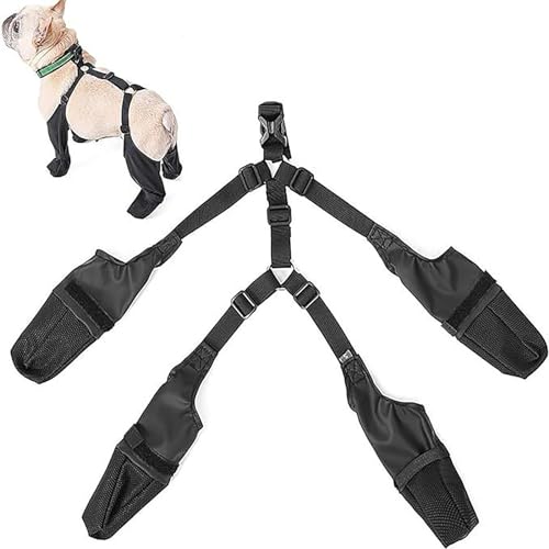 Hundestiefel-Leggings mit Kragen, Hosenträgern, verstellbare wasserdichte Hundestiefel, geeignet für mittelgroße Hunde, Hundepfotenschutz, wasserdichte Hosenträger für Hunde (Größe : M) von HEIOOM