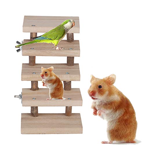 5 Schichten hölzerne Leiter, Hamster Papagei Vogelkäfig Spielzeug Kleintier Treppe Plattform Brücke Sprungbrett Training Tool von HEITIGN
