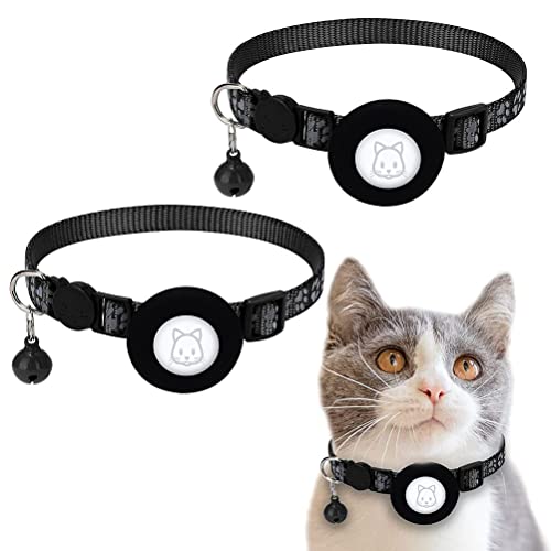 HEITIGN 2-teiliges Anti-Lost-Katzenhalsband mit Glocke und Sicherheitsverschluss, Reflektierendes Halsband Kätzchen und Welpen (Black) von HEITIGN