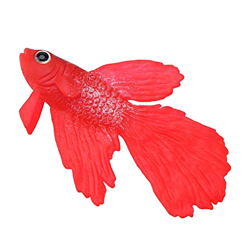 HEITIGN Aquarium-Fisch-Figur, Lustige Künstliche Kleine Fische aus Silikon, Lebensechte Kunstfisch-Aquarium-Dekorations-Ornamente (Nr. 1 Roter Betta) von HEITIGN