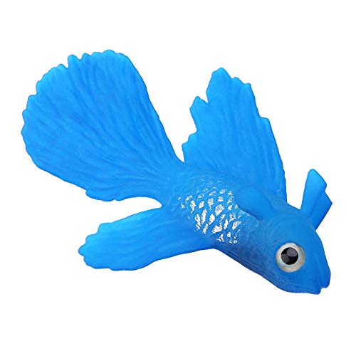 HEITIGN Aquarium-Fisch-Figur, Lustige Künstliche Kleine Fische aus Silikon, Lebensechte Kunstfisch-Aquarium-Dekorations-Ornamente (Nr. 3 Blauer Kampffisch) von HEITIGN