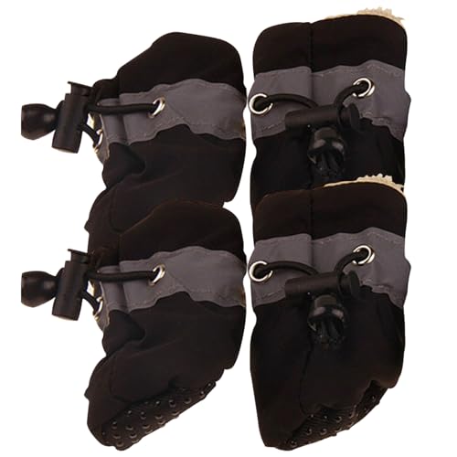 Hundeschuhe für den Winter, wasserresistente Hundefutter, 4ps Anti-Schlupf-Hundepfotenabdeckungen, warme Fleece-Hundestiefel Anti-Dirty Puppy Schuhe Größe 7 von HEKARBAMILL