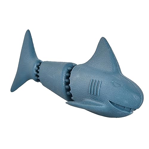 HELEVIA Leckerli-Spender-Puzzle für Hunde, Niedliches Hai-förmiges Kaupuzzle aus Gummi für Haustiere Zum Zähneknirschen und Reinigen (Blau) von HELEVIA