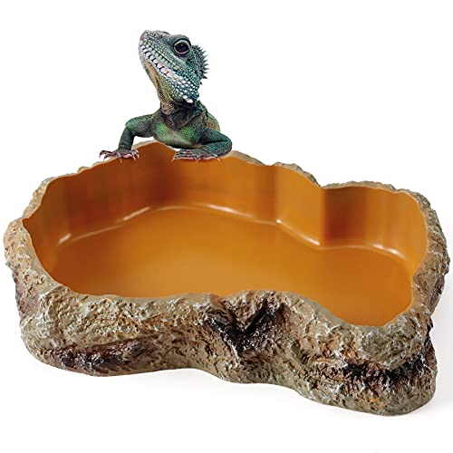 Reptilien Food Water Rock Bowls,Resin Rock Worm Feeder Dish, Amphibien Futternapf Terrarium Dekor für Eidechsen, Chamäleon, Leopard Gecko, Frosch, Einsiedlerkrabben, Schildkröte Spinne Haustier von HELIME