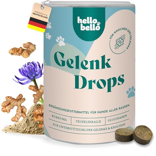 HELLOBELLO kaltgepresste Gelenk Drops für Hunde 350g mit Kurkuma, Glucosamin & Teufelskralle - Gelenk Drops Hund, Gelenk Drops für Hunde, Gelenkentzündung Hund, Gelenktabletten Hund, Gelenke Hund von HELLOBELLO