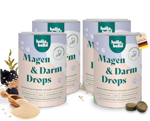 HELLOBELLO Kaltgepresste Magen-Darm Drops für Hunde 4x350 g Soft mit Bierhefe, 37% Lamm & Meeresalge - Gras und Kotfresser Drops Hund, Gegen Sodbrennen Hund, Magenschutz Hund, Magen Hund von HELLOBELLO