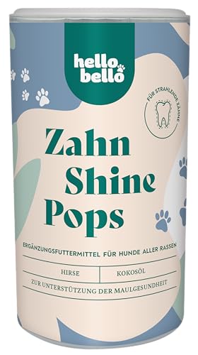 HELLOBELLO Zahn Shine Pops für Hunde 200 g - Natürlicher Zahnpflege Snack für strahlende Zähne & gegen Mundgeruch - Mit Hirse, Kokosöl & Kokosmehl von HELLOBELLO