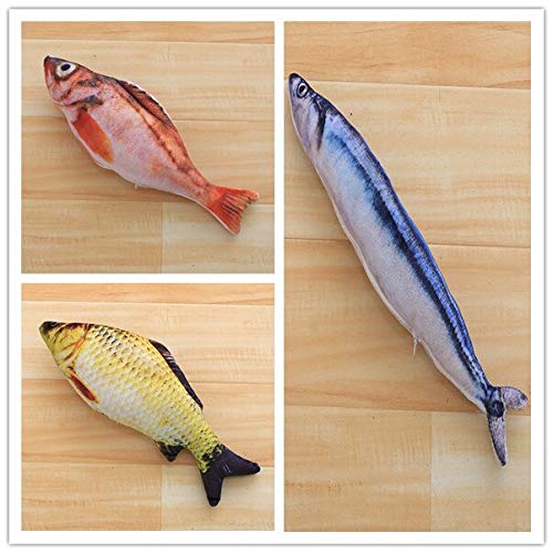 HELLOYOUNG Fish Shape Cat Favor Toy Catnip Fish Stuffed Pet Cat Kitten Teaser Fish Shaped Pillow Catnip Toy Chewing for pet Scratching (3 Fish,30cm) von HELLOYOUNG