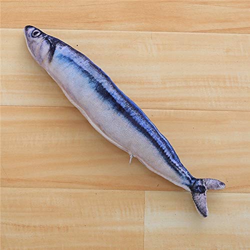 HELLOYOUNG Fish Shape Cat Favor Toy Catnip Fish Stuffed Pet Cat Kitten Teaser Fish Shaped Pillow Catnip Toy Chewing for pet Scratching (Sauryfish,30cm) von HELLOYOUNG