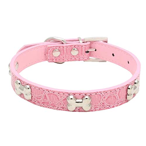 HELLOYOUNG Pet Dog Supplies Alligator PU Leder Knochen Pet Halskette Zubehör Pet Supply Hundehalsband für kleine mittelgroße Hunde 80124 (Pink) von HELLOYOUNG