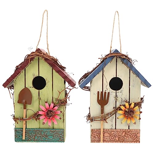 HEMOTON 2 Stück Holz Vogelhaus Dekorative Nistbox für Garten und Balkon Hängendes Vogelnest aus Natürlichem Holz für Vögel HEMOTON 2 Stück Holz Vogelhaus Dekorative Nistbox für Garten und Balkon Hängendes Vogelnest aus Natürlichem Holz für Vögel von HEMOTON