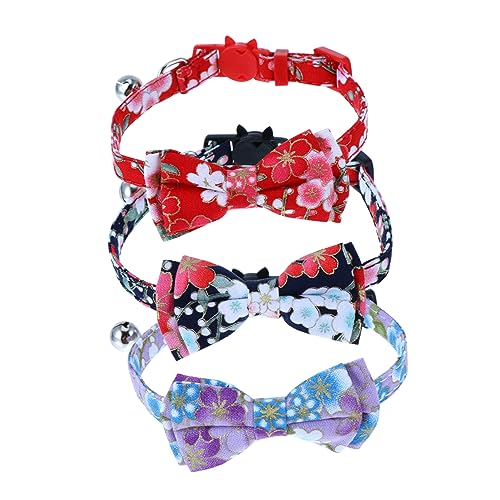 HEMOTON 3 Stücke Katzenhalsband mit Schleife groß klein einstellbar Blumenkatzendem Krawatten Kragen Glocke Haustierhalsband Katzenhalskette mit Fliege Glockenhalsband für Haustier Tuch HEMOTON 3 Stücke Katzenhalsband mit Schleife groß klein einstellbar Blumenkatzendem Krawatten Kragen Glocke Haustierhalsband Katzenhalskette mit Fliege Glockenhalsband für Haustier Tuch von HEMOTON