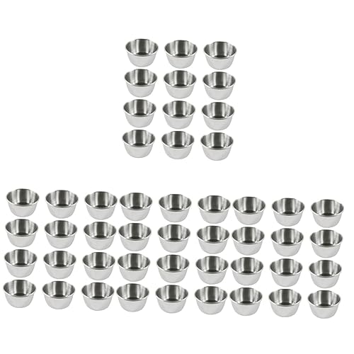 HEMOTON 48-Teiliges Salatdressing-Behälter Mini-Behälter Edelstahl-Behälter Auflaufförmchen Essigschüsseln Edelstahl-Rührschüssel-Set Edelstahl-Silber-Vorspeiseschale Soßenschale von HEMOTON