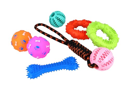 HENBRANDT Doggy Chew Toys 7-teiliges Set Welpen-Kauspielzeug-Set für interaktives Hundetraining, Bewegung, Zahngesundheit, Stressabbau und Mundstimulation, Kauspielzeug und Zubehör von Henbrandt